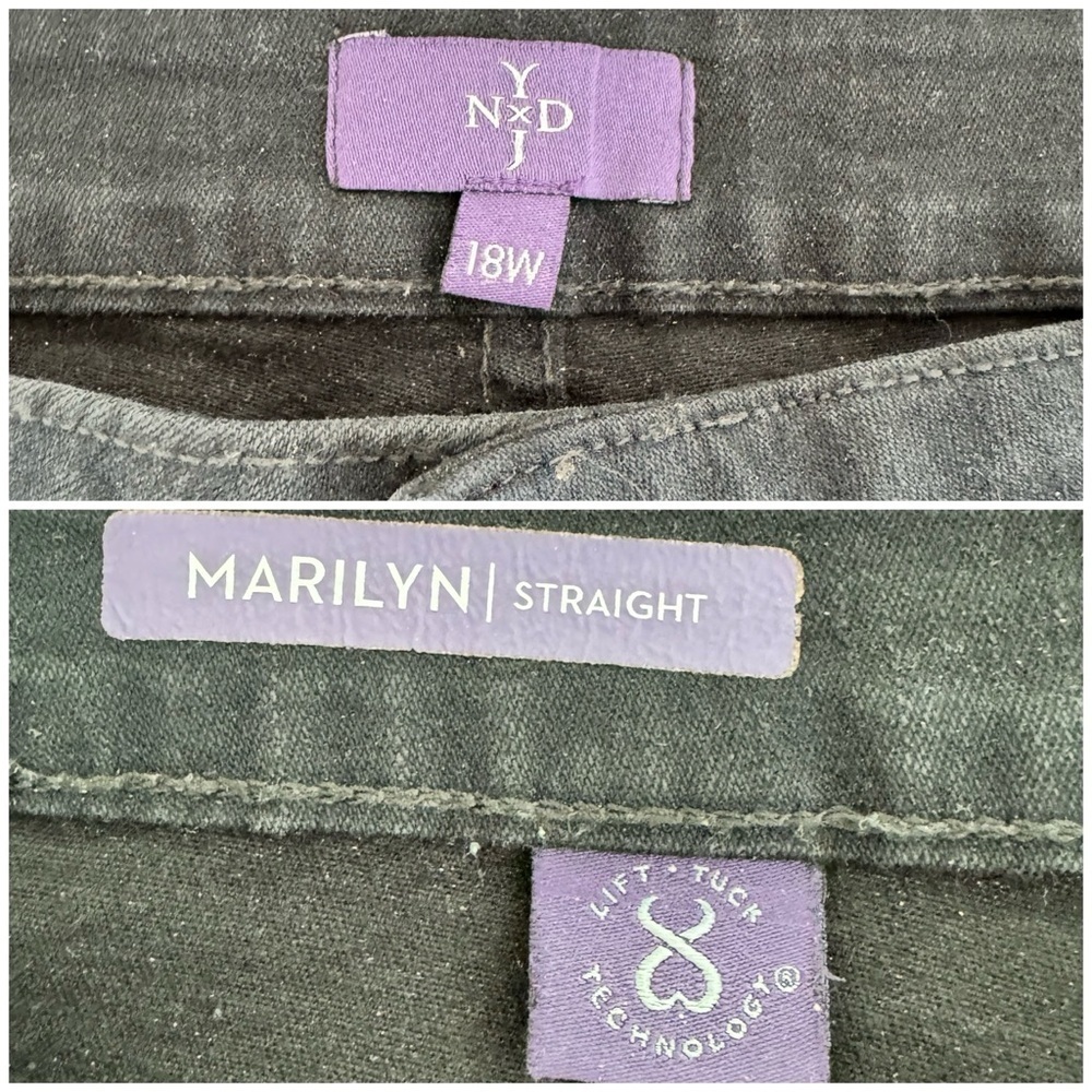 NYDJ Lift Tuck Soft High Rise Marilyn Straight Jeans Size 18 W Black - Picture 11 of 13